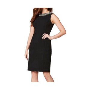 Calvin Klein FAUX PEARLS  SHEATH DRESS BLACK SIZE 10 evening